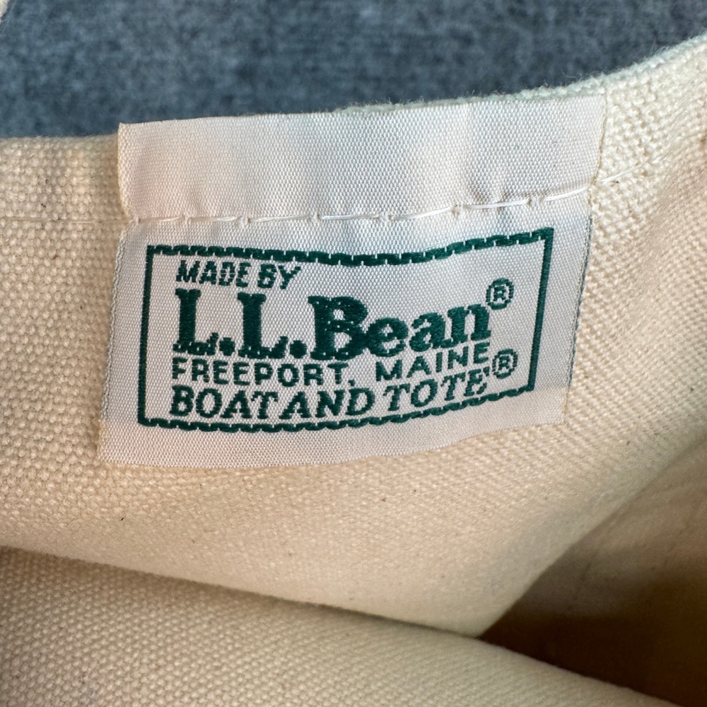LL Bean Boat and Tote Canvas Bag Burgundy Cream Small Medium Made in USA - Picture 2 of 11